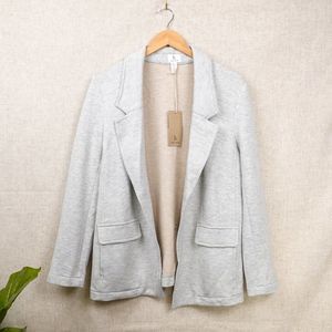 b New York Women Sweatshirt Blazer Silver Heather Grey Size L NWT